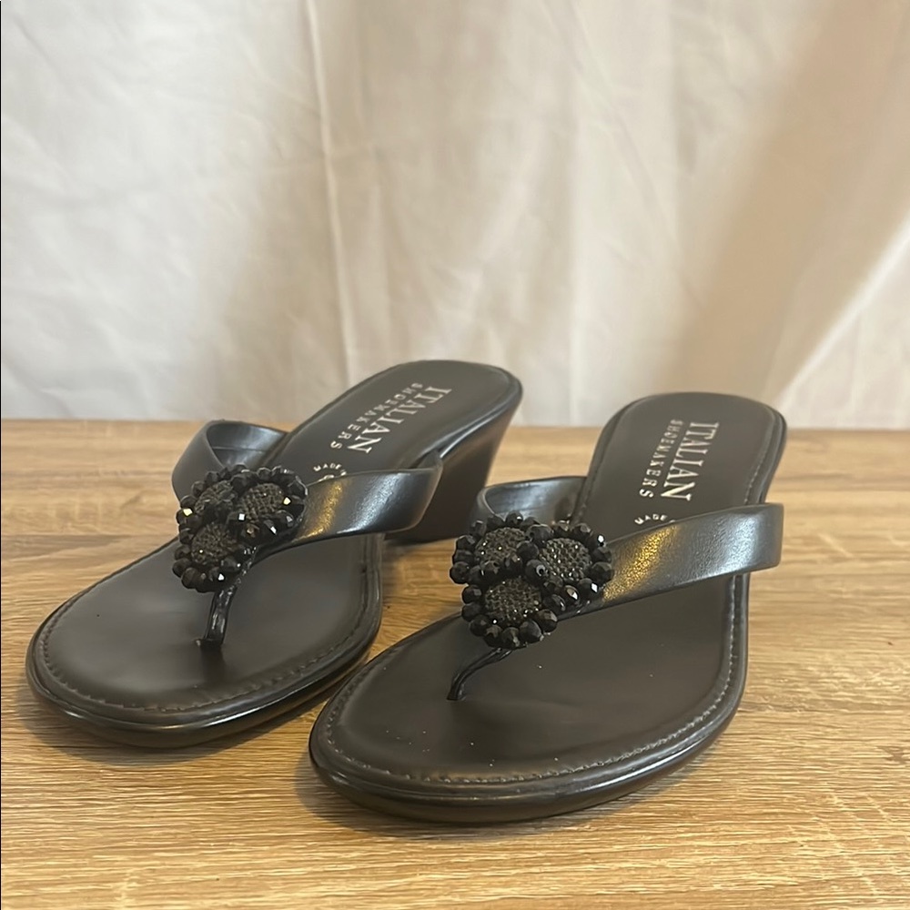 Black Beaded Women's Sandals